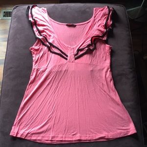 EUC H&M Sleeveless Coral Pink Ruffle Tee